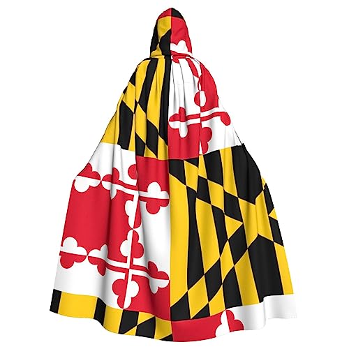 ZISHAK Maryland-Flagge, wunderbarer Party-Dekor-Umhang, Erwachsenen-Kapuzenumhang, perfekt für Rollenspiele und Festtage von ZISHAK