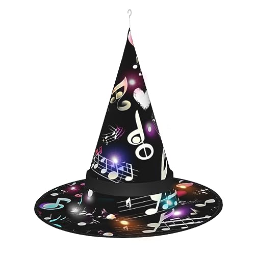ZISHAK Musik-Symbole, schöner Halloween-Hexenhut für Damen, stilvoll und modisch, ideal für Partys und Rollenspiele von ZISHAK