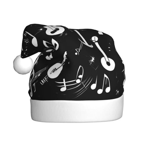 ZISHAK Musik-Symbole Liebe entzückende erwachsene Plüsch Weihnachtsmütze - Festlicher dekorativer Hut für Urlaubsspaß von ZISHAK