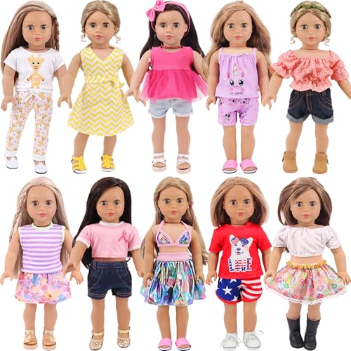ZITA ELEMENT 10 Sets 45,7 cm große amerikanische Puppenkleidung und Zubehör enthalten Puppenkleidung, Kleid für 45,7 cm große Puppen (ohne Puppen und Schuhe) von ZITA ELEMENT