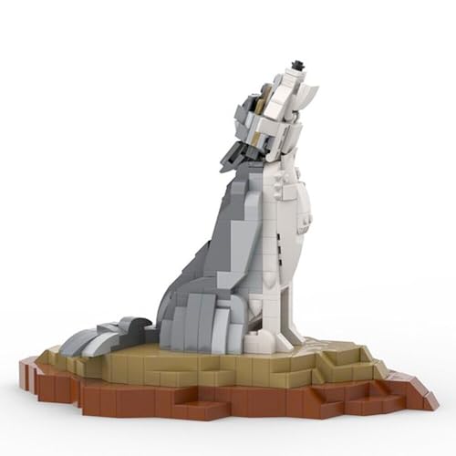 ZITIANYOUBUILD Custom Wolf Modell-Skulptur mit Schmutzaufbau-Basis, 473 Teile, MOC ab 18 Jahren von ZITIANYOUBUILD