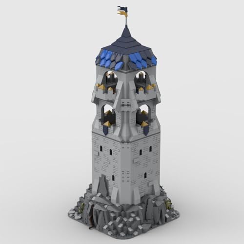 ZITIANYOUBUILD Mittelalterliches Schloss: Uhrenturm - Modular mit vollem Innenraum 1420 Teile MOC ab 18 Jahren von ZITIANYOUBUILD