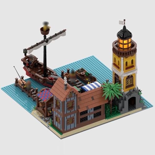 ZITIANYOUBUILD Modular Harbor Mittelalterliche Architektur für Piratenwelt 2155 Teile MOC ab 18 Jahren von ZITIANYOUBUILD