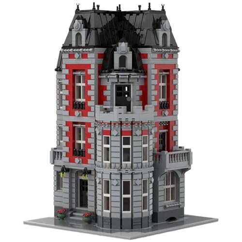 ZITIANYOUBUILD Modulares Gebäude mit grau-roter Außenseite und komplettem Innenraum, 4007 Teile, MOC ab 18 Jahren von ZITIANYOUBUILD
