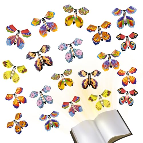 ZITUZY 20 Stück Fliegende Schmetterlinge Magische, 10 Stile Schmetterling mit Gummiband, Fliegender Schmetterling Karte, Kinderspielzeug Schmetterling Karte, für Geburtstag, Hochzeit ZITUZY 20 Stück Fliegende Schmetterlinge Magische, 10 Stile Schmetterling mit Gummiband, Fliegender Schmetterling Karte, Kinderspielzeug Schmetterling Karte, für Geburtstag, Hochzeit von ZITUZY