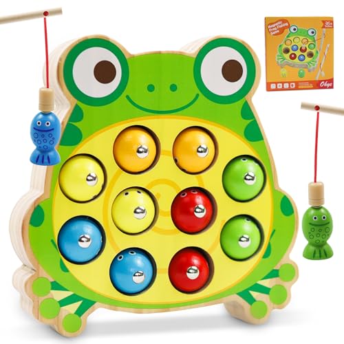 ZITUZY Magnetisches Angelspiel, Montessori Angeln Holzspielzeug, Montessori Spielzeug, Montessori Magnetische Angelspiel Holzspielzeug, für 3, 4, 5 und 6 Jahren (Frosch) von ZITUZY