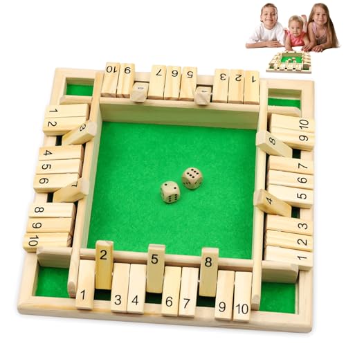 ZITUZY Shut The Box Spiel, Woods Brettspiel, Hölzern Woods Spiel, 4-Spieler Shut The Box Spiel Würfelspiel, Geeignet für 1 Bis 4 Spieler (Grün) von ZITUZY