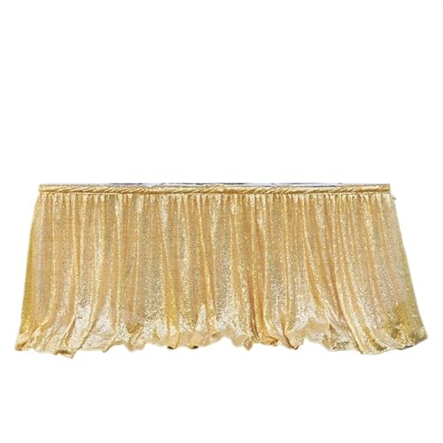 ZIUBMVDYC Tisch-Rock, 14ft rote Pailletten Rechteck quadratisch rund Glitter Tischdecke for Hochzeit Party Abendessen Weihnachtsdekoration(Golden,70x426cm) von ZIUBMVDYC
