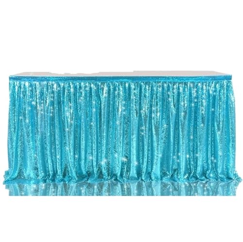 ZIUBMVDYC Tisch-Rock, 14ft rote Pailletten Rechteck quadratisch rund Glitter Tischdecke for Hochzeit Party Abendessen Weihnachtsdekoration(Green,70x426cm) von ZIUBMVDYC
