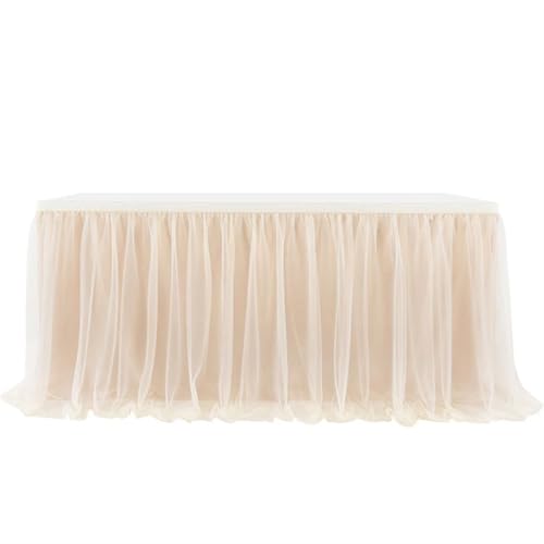 ZIUBMVDYC Tisch-Rock, Geburtstag Tulleing Hochzeitsfeier Tutu Tüll Hochzeitsfeier Home Decor(Champagne,8FT 2.43x0.77m) von ZIUBMVDYC
