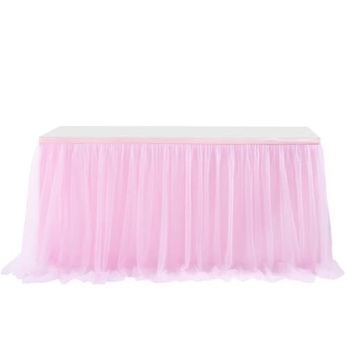 ZIUBMVDYC Tisch-Rock, Geburtstag Tulleing Hochzeitsfeier Tutu Tüll Hochzeitsfeier Home Decor(Pink,8FT 2.43x0.77m) von ZIUBMVDYC