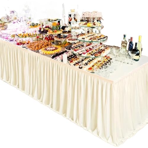 ZIUBMVDYC Tisch-Rock, Geburtstagsfeier Hochzeit Hotel Konferenz Party Dekoration(Milky White,6ft 183cmLx78cmH) von ZIUBMVDYC