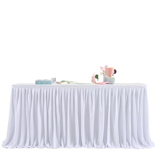 ZIUBMVDYC Tisch-Rock, Geburtstagsfeier Hochzeit Hotel Konferenz Party Dekoration(White,6ft 183cmLx78cmH) von ZIUBMVDYC