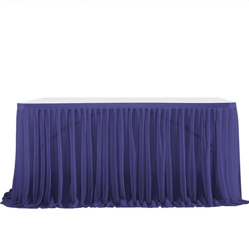 ZIUBMVDYC Tisch-Rock, Glitter Perle Chiffon Esszimmer for Hochzeit Party Dessert Bankett Tisch Dekor(Deep Blue,77x275cm 9FT) von ZIUBMVDYC