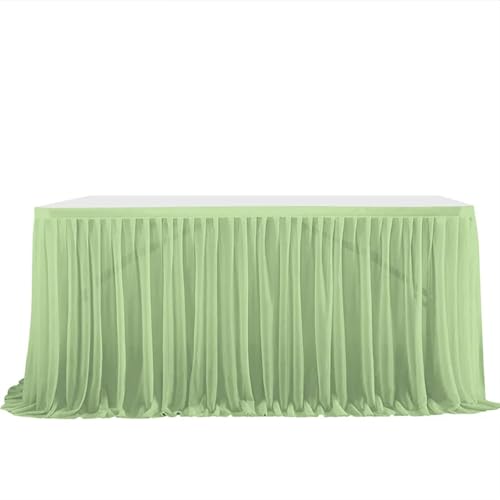 ZIUBMVDYC Tisch-Rock, Glitter Perle Chiffon Esszimmer for Hochzeit Party Dessert Bankett Tisch Dekor(Green,77x183cm 6FT) von ZIUBMVDYC