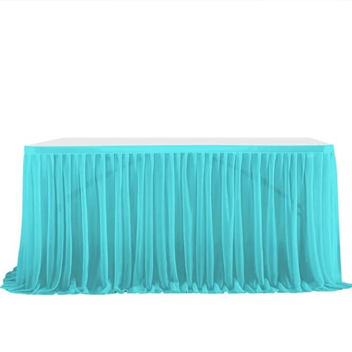 ZIUBMVDYC Tisch-Rock, Glitter Perle Chiffon Esszimmer for Hochzeit Party Dessert Bankett Tisch Dekor(Sky Blue,77x275cm 9FT) von ZIUBMVDYC