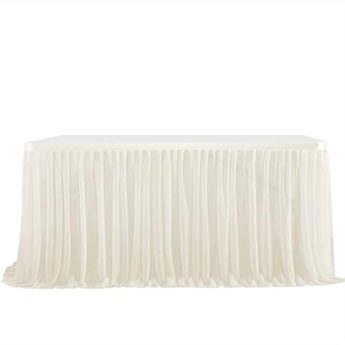 ZIUBMVDYC Tisch-Rock, Hochzeiten Geburtstag Abdeckung Hochzeit Party Tutu Tüll Hochzeit Party Home Decor(Milky White,4FT (122x77cm)) von ZIUBMVDYC