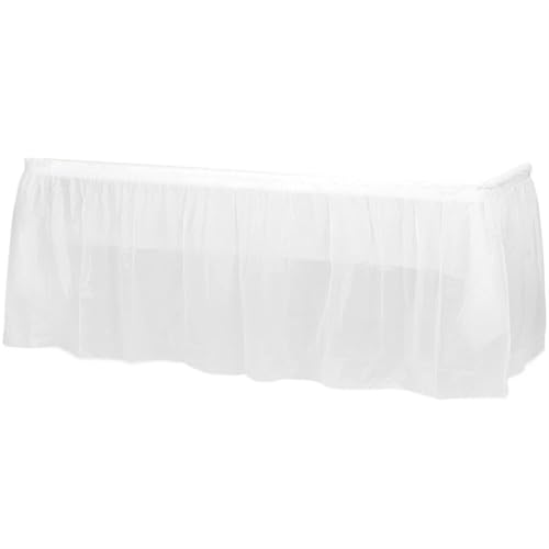 ZIUBMVDYC Tisch-Rock, Kunststoff-Partydekoration for Happy Birthday, Party, Hochzeit, Festival, Partydekoration(White Table Skirt) von ZIUBMVDYC
