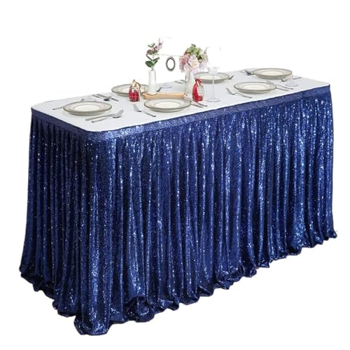 ZIUBMVDYC Tisch-Rock, Pailletten Tische Flash Tuch Geburtstag Party Decor Hochzeit Festival Event Rechteck Glitters Dekoration(Dark Blue,70x122CM) von ZIUBMVDYC