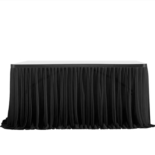 ZIUBMVDYC Tisch-Rock, Party Geburtstag Plissee Dessert Tischdecke Abdeckung Hochzeit Festiveing ​​Hause Tisch Dekor(Black,6FT 77x183cm) von ZIUBMVDYC