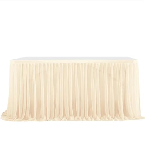 ZIUBMVDYC Tisch-Rock, Party Geburtstag Plissee Dessert Tischdecke Abdeckung Hochzeit Festiveing ​​Hause Tisch Dekor(Champagne,9FT 77x275cm) von ZIUBMVDYC