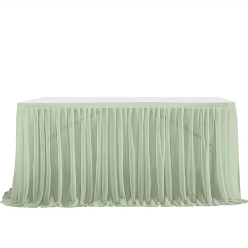 ZIUBMVDYC Tisch-Rock, Party Geburtstag Plissee Dessert Tischdecke Abdeckung Hochzeit Festiveing ​​Hause Tisch Dekor(Gray Green,6FT 77x183cm) von ZIUBMVDYC