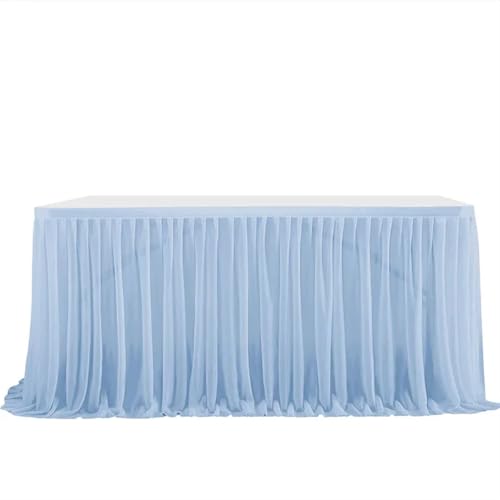 ZIUBMVDYC Tisch-Rock, Party Geburtstag Plissee Dessert Tischdecke Abdeckung Hochzeit Festiveing ​​Hause Tisch Dekor(Light Blue,9FT 77x275cm) von ZIUBMVDYC