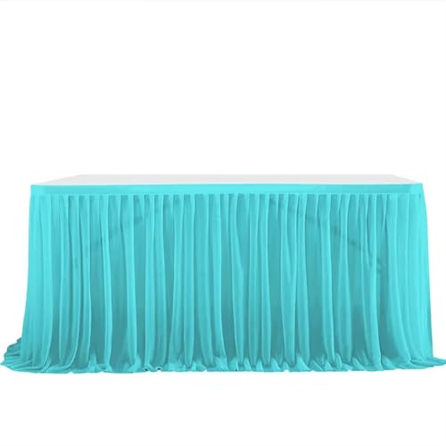 ZIUBMVDYC Tisch-Rock, Party Geburtstag Plissee Dessert Tischdecke Abdeckung Hochzeit Festiveing ​​Hause Tisch Dekor(Sky Blue,9FT 77x275cm) von ZIUBMVDYC
