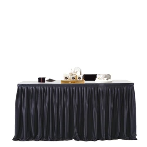 ZIUBMVDYC Tisch-Rock, Party Geburtstag Plissee Dessert Tischdecke Abdeckung Weddinging Home Hotel Tisch Dekor(Black,14FT 78X427CM) von ZIUBMVDYC