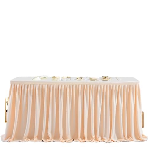 ZIUBMVDYC Tisch-Rock, Party Geburtstag Plissee Dessert Tischdecke Abdeckung Weddinging Home Hotel Tisch Dekor(Champagne,14FT 78X427CM) von ZIUBMVDYC