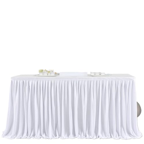 ZIUBMVDYC Tisch-Rock, Party Geburtstag Plissee Dessert Tischdecke Abdeckung Weddinging Home Hotel Tisch Dekor(White,9FT 78X275CM) von ZIUBMVDYC