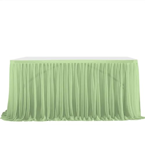 ZIUBMVDYC Tisch-Rock, Party Geburtstag Plissee Dessert Tischdecke Abdeckung Weddinging Home Tischdekoration(Grass Green,4FT L1.22mXH0.75m) von ZIUBMVDYC