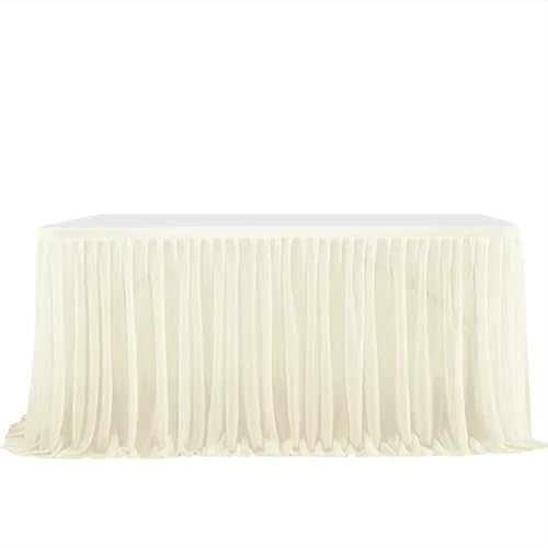 ZIUBMVDYC Tisch-Rock, Party Geburtstag Plissee Dessert Tischdecke Abdeckung Weddinging Home Tischdekoration(Milky White,9FT L2.75mXH0.75m) von ZIUBMVDYC