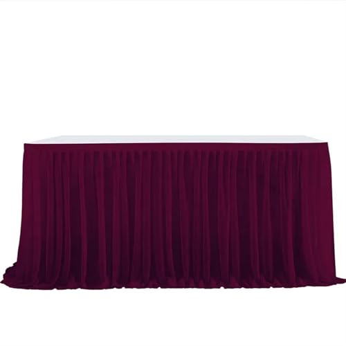 ZIUBMVDYC Tisch-Rock, Party Geburtstag Plissee Dessert Tischdecke Abdeckung Weddinging Home Tischdekoration(Wine Red,4FT L1.22mXH0.75m) von ZIUBMVDYC
