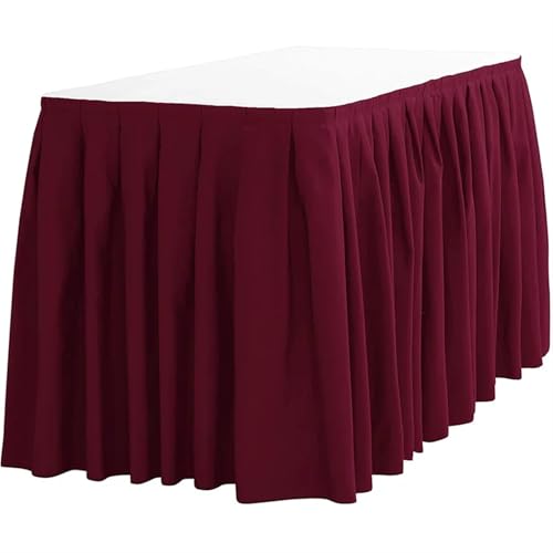 ZIUBMVDYC Tisch-Rock, Polyester Bankett Rechteck Tischdecke Skirting for Hochzeit Event Party Hotel Dekoration(Wine Red) von ZIUBMVDYC