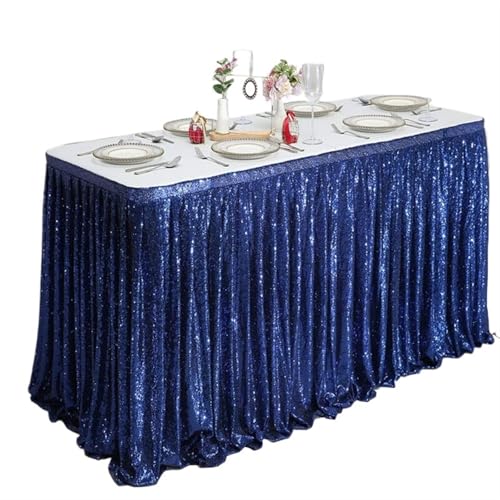 ZIUBMVDYC Tisch-Rock, Rechteckige Glitter Pailletten for Hochzeit Geburtstag Party Zubehör Home Dekoration(Blue,70x250cm) von ZIUBMVDYC