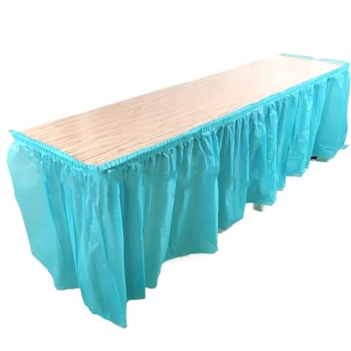 ZIUBMVDYC Tisch-Rock, Rechteckiger Tischdeckenrock aus Kunststoff for Abschlussfeier, Hochzeit, Geburtstag, Party, Dekoration(Light Blue) von ZIUBMVDYC