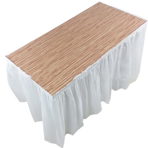 ZIUBMVDYC Tisch-Rock, Rechteckiger Tischdeckenrock aus Kunststoff for Abschlussfeier, Hochzeit, Geburtstag, Party, Dekoration(White) von ZIUBMVDYC