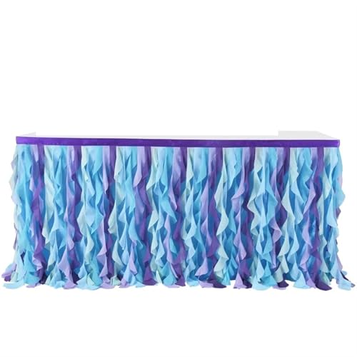 ZIUBMVDYC Tisch-Rock, Wicker Party Geburtstag Hochzeit Chiffon Party Dekoration Partys(Five-Color Blue) von ZIUBMVDYC