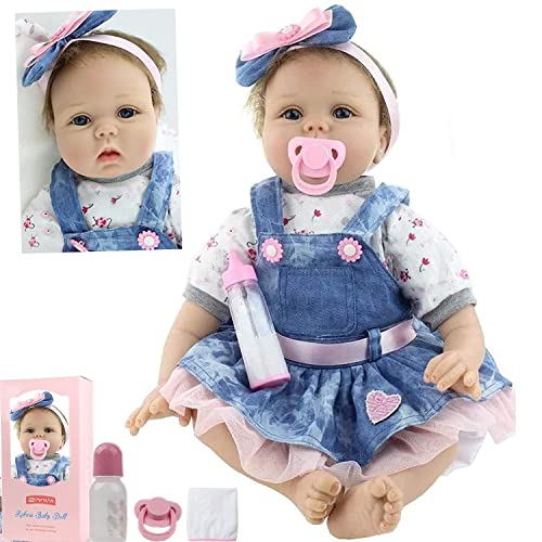 ZIYIUI Simulation Reborn Baby 22 Zoll 55 cm Realistisch Weiche Vinyl Silikon Reborn Baby Mädchen Handgemachte öffnen Augen Reborn Puppe Babys Kinder Spielzeug Geschenke von ZIYIUI