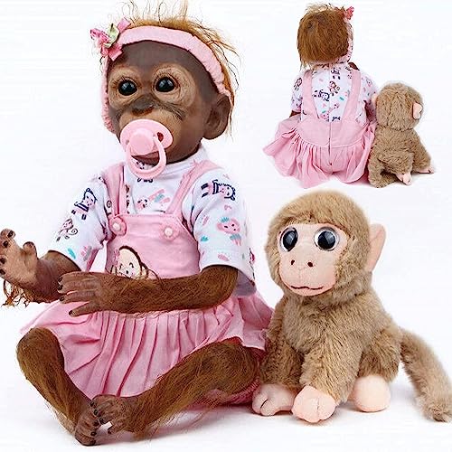 ZIYIUI 21inch 52cm Monkey Doll Reborn Wirklich lebensechte Schimpansen Handgemachte Weiche Silikon Vinyl Realistisch aussehende süße Babypuppen Kleinkind Mädchen Spielzeug ZIYIUI 21inch 52cm Monkey Doll Reborn Wirklich lebensechte Schimpansen Handgemachte Weiche Silikon Vinyl Realistisch aussehende süße Babypuppen Kleinkind Mädchen Spielzeug von ZIYIUI