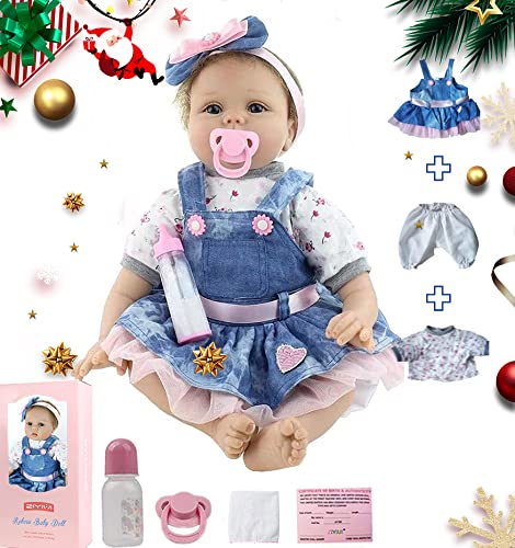 ZIYIUI 22 zoll Reborn Mädchen Baby Puppen Realistische Weiche Silikon Neugeborene Puppe Realistische Handgemachte Puppe Kinder Babys Kinder Spielzeug von ZIYIUI