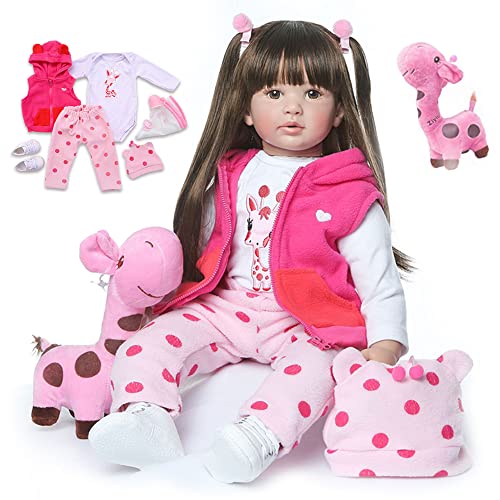 ZIYIUI 24"/60cm Realistische Reborn Babypuppen Kleinkind Weiche Silikon Vinyl Reborn Baby Mädchen Dolls with Lange Haare Kind Geschenke Realistisch Handgemacht Spielzeug von ZIYIUI