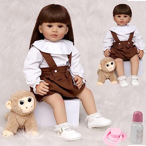 ZIYIUI 24 Zoll 60 cm Lebensechte Reborn Puppen Mädchen Weiche Silikon Simulation Neugeborene Reborn Babypuppe Lange Haare Braune Augen Mädchen Reborn Spielzeug Für Kinder ZIYIUI 24 Zoll 60 cm Lebensechte Reborn Puppen Mädchen Weiche Silikon Simulation Neugeborene Reborn Babypuppe Lange Haare Braune Augen Mädchen Reborn Spielzeug Für Kinder von ZIYIUI