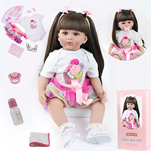 ZIYIUI 24 Zoll Reborn Babys Babypuppen Mädchen weichkörper Realistische Kleinkind Weiche 60cm Reborn Baby Dolls Handgemacht Spielzeug Xmas Gifts von ZIYIUI