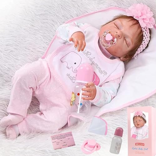 ZIYIUI Reborn Puppen Babypuppen 23 Zoll 57 cm Lebensechte Reborn Babypuppe Weiche Vinyl Silikon Reborn Babys Mädchen Simulation Schlafendes Baby Mädchen Junge Spielzeug Geschenk von ZIYIUI