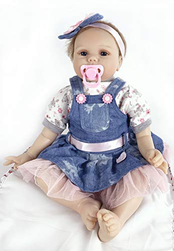 ZIYIUI Lebensechte 22 Zoll 55 cm Reborn Babypuppe Neugeborenes Mädchen Soft Silikon Vinyl Baby Realistisch Neugeborenes Babypuppe (Blau) von ZIYIUI