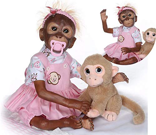 ZIYIUI Reborn AFFE Puppen Mädchen 21 Zoll 52cm Weiches Silikon Vinyl Echte Berührung Ganzkörper Realistisch Magnetisches Spielzeug Reborn Dolls von ZIYIUI