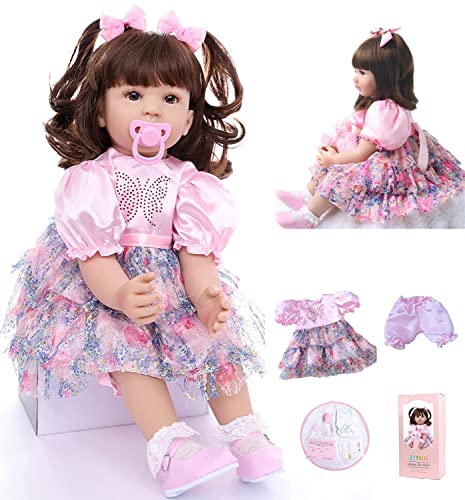 ZIYIUI Reborn Baby 60cm 24 Zoll Reborn Puppon Lebensecht Weiche Vinyl Silikon Mädchen Neugeborene Reborn Baby Puppe Echt Aussieht wie von ZIYIUI