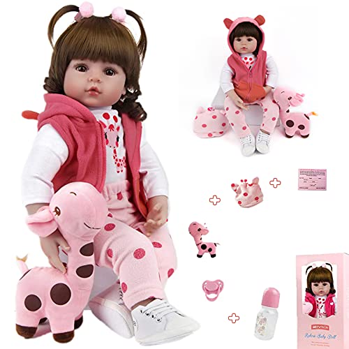 ZIYIUI Reborn Baby Doll Handmade Soft Silicone 60cm Lifelike Big Brown Eyes with Curly Hair for Newborn Girls Toy ZIYIUI Reborn Baby Doll Handmade Soft Silicone 60cm Lifelike Big Brown Eyes with Curly Hair for Newborn Girls Toy von ZIYIUI